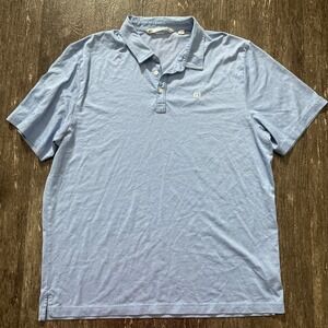 Travis Mathew Men Polo Shirt Blue Pima Cotton Blend Short Sleeve XXL Golf